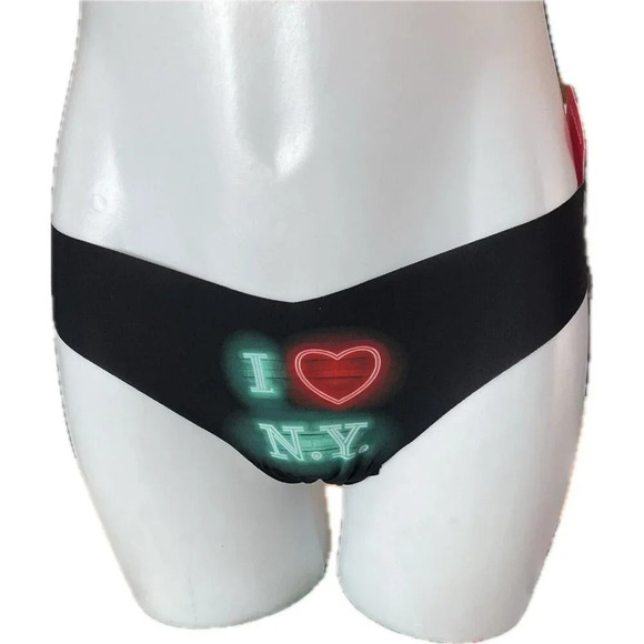 Commando M/L Black I Heart New York Graphic Laser Cut Edges Thong Panties - Picture 2 of 5